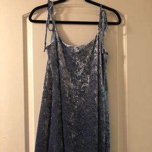 Urban Outfitters light blue velvet mini dress